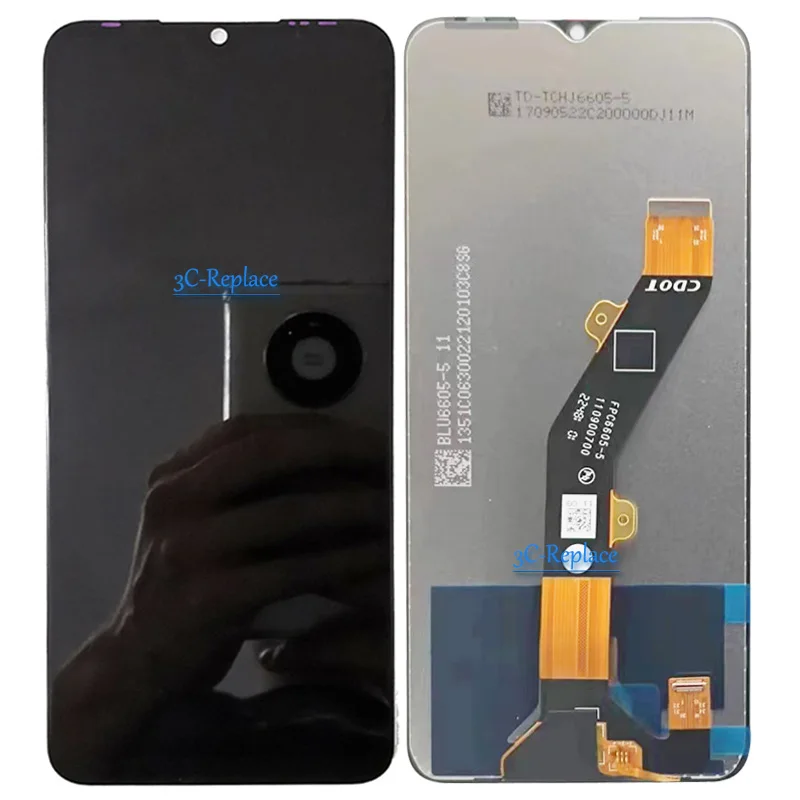 أسود 6.6 بوصة لـ Tecno Pop 7 Pop7 BF6 BF7 شاشة LCD تعمل باللمس محول الأرقام الجمعية استبدال/مع الإطار