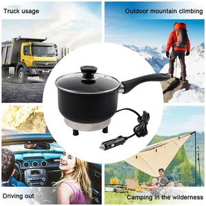 自動車トラック用マルチコーカー12V 24V電気フライパンフライパンミニ炊飯器スープホットポットヒータートラベルフードボイラー 12ベストセールス電気スープポット-4