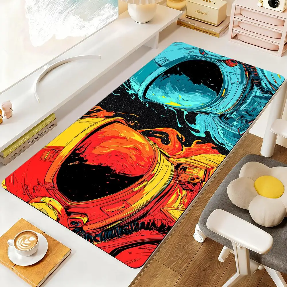 Water and Fire Elemental Astronauts Mouse Pad Desk Mat Large Computer Office Carpet Mousepad Gamer PC Accessories Keyboard Rug