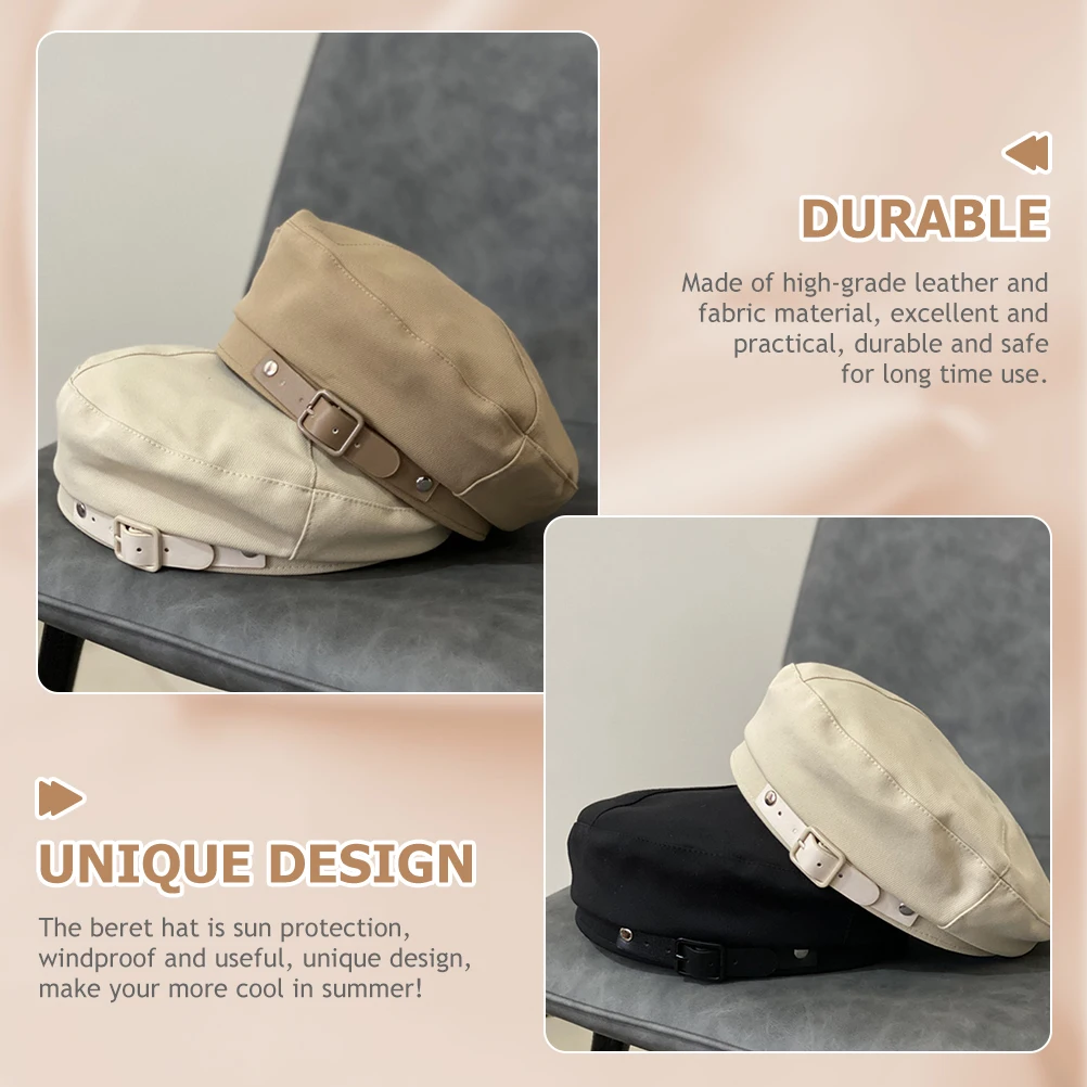 

Sun Protection Beret French Hats for Women Solid Color Women's Vintage Street Cap Miss