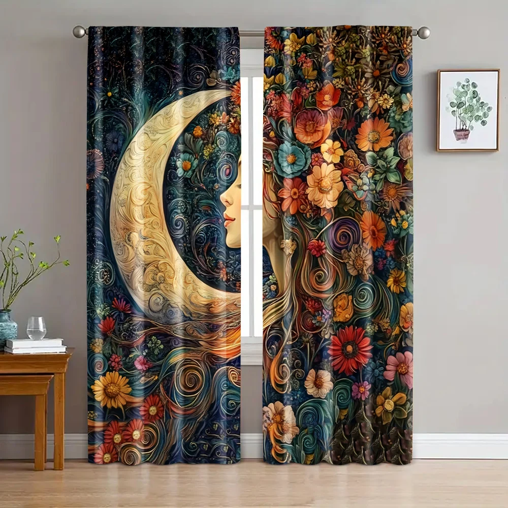 2pc,  Window Curtains Classic Beauty Versatile Fabric,Without Electricity Holiday Decorations Perfect for Daily home decoration