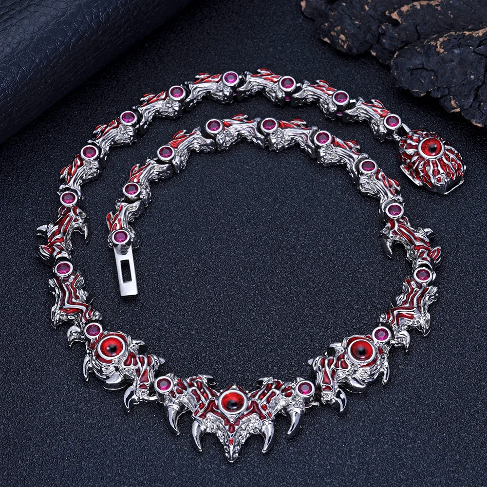 Hip-hop exaggerated spike parasitic red devil eyes thorns mens necklace fashion trend jewelry