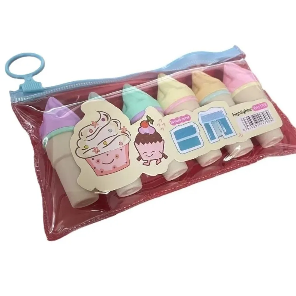 

6 комплектов милых флуоресцентных ручек цвета мороженого, инструментов для рисования студентов, учебных принадлежностей для студентов