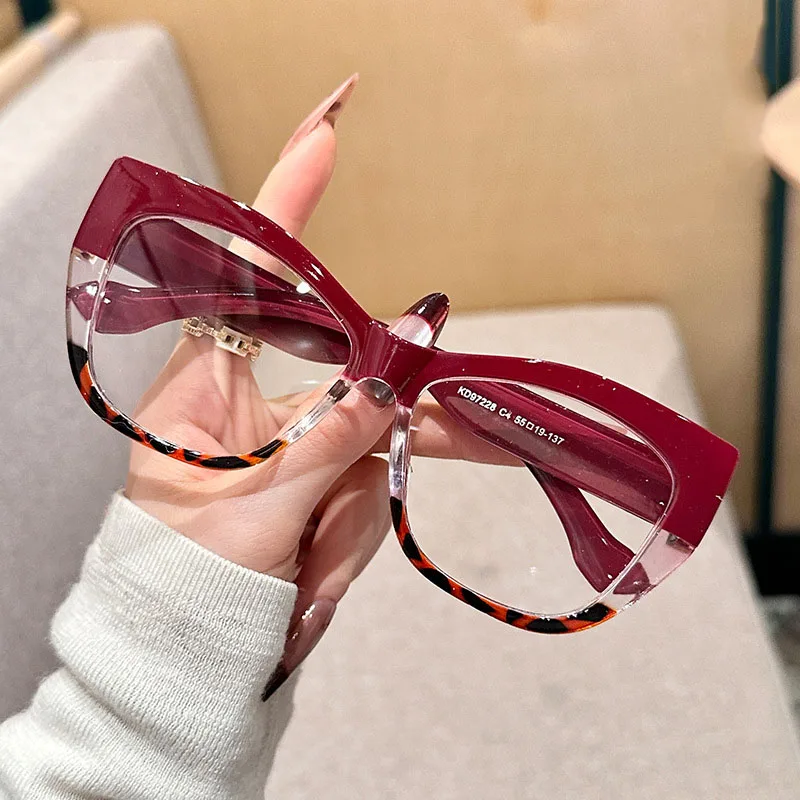 Vintage Anti Blue Light Optical Cat Eye Glasses Women For Female Myopia Prescription Frame Luxury Brand Designer Leopard Eyewear