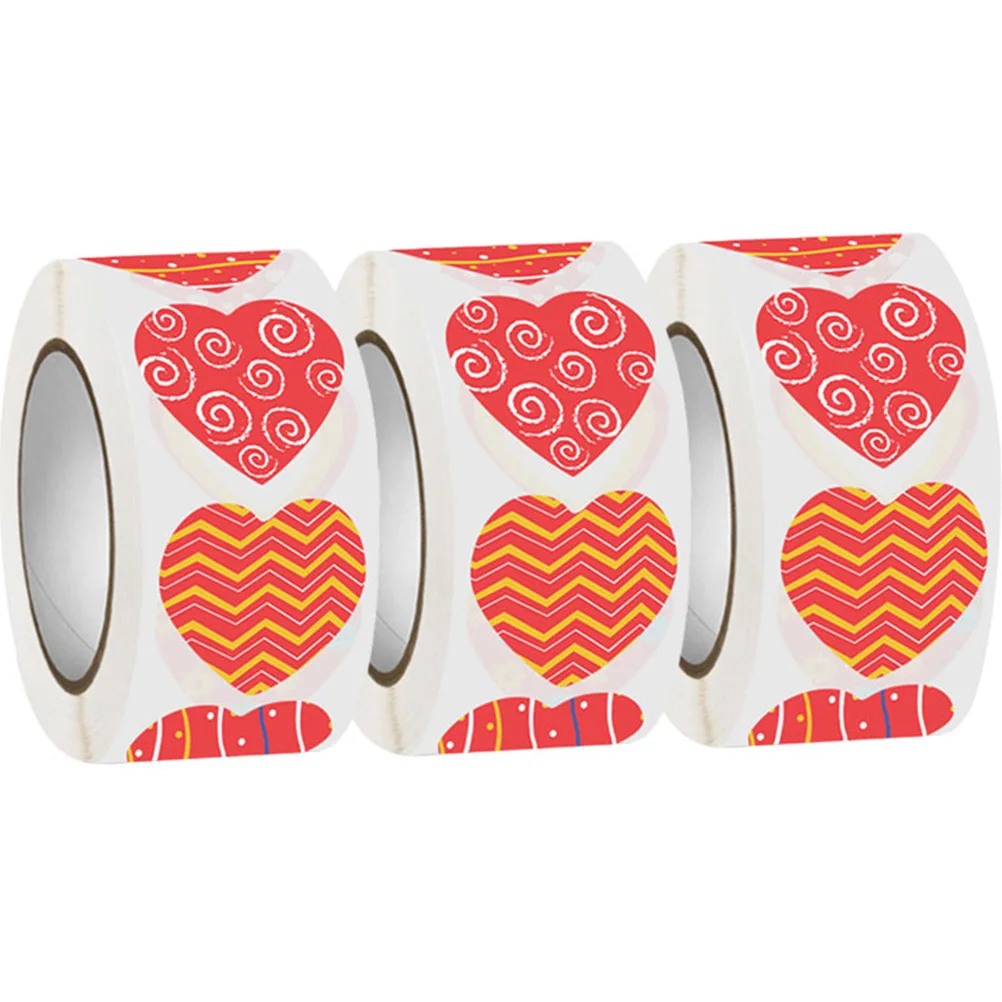 

3 Rolls Candy Wrapping Stickers Love Decorative Applique DIY Craft Heart Shape Copper Plate Sealing Bright Color