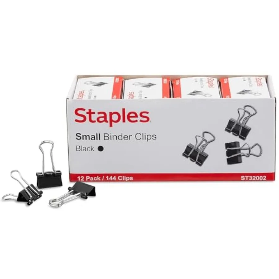 

Binder Clips, Size, 0.38" Capacity, Black, Compact Clips for Documents, Notes and Office Use