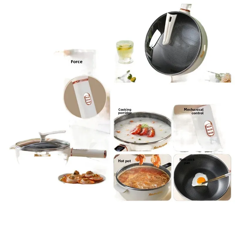 مقلاة كهربائية متعددة الوظائف غير لاصقة على شكل قرص العسل للاستخدام المنزلي، طباخ بخار مقلي، تصميم متكامل للطهي والخياطة #4