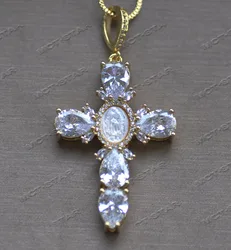 Z12615 Shell pearl micro pave Necklace Virgin Mary Cross Pendant religious style CZ