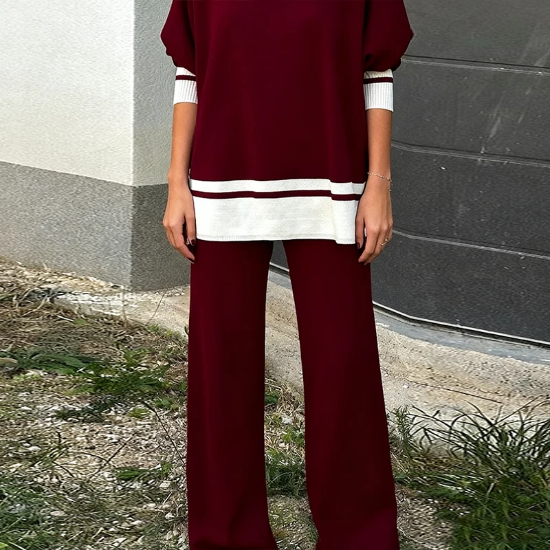 Modigirl Damen-Strickhose für Herbst und Winter, 2025, neue, lässige, einfache, einfarbige, warme Stretch-Strickhose mit weitem Bein für Damen