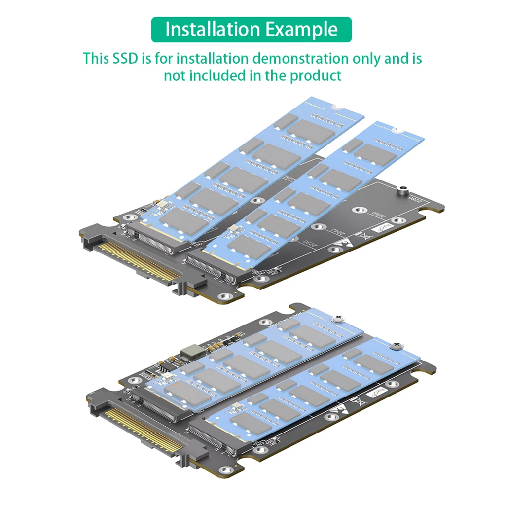 Dual M.2 Key B+M auf U.2 SFF-8639 Adapter mit Kunststoffgehäuse für M.2 NVMe Key M & SATA SSD M2 auf U.2 SFF8639/SAS Konverterkarte – Detail 16