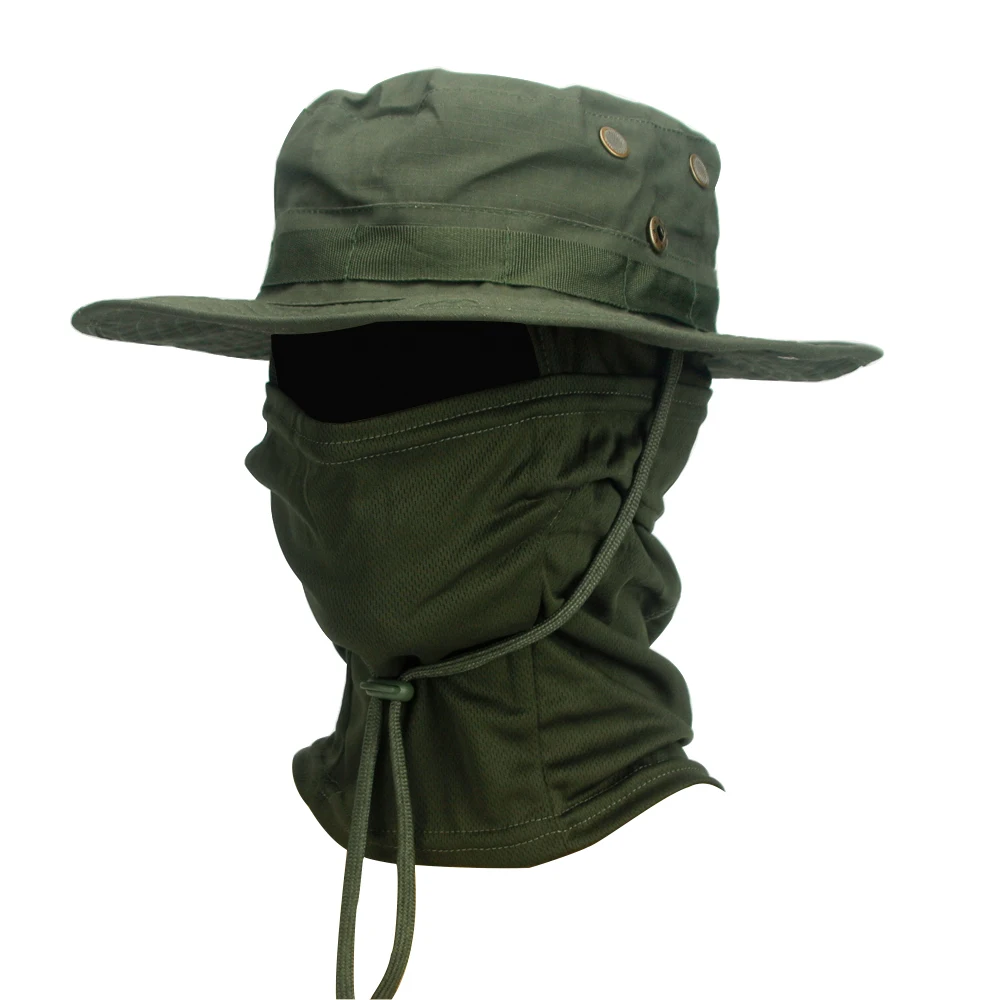 2 Teile/satz Männer der Sonnenschutz Breite Krempe Hut Mit Balaclava Mix Set Atmungsaktive Jagd Hut Outdoor Camping Wandern Angeln Kappe