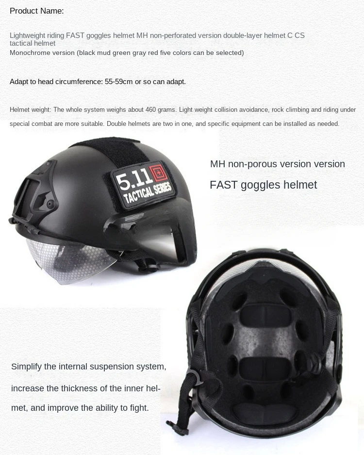 FAST Helmet MH Non porous Wind Mirror Edition Game CS Rail Army Fans and Light Tactical Helmet