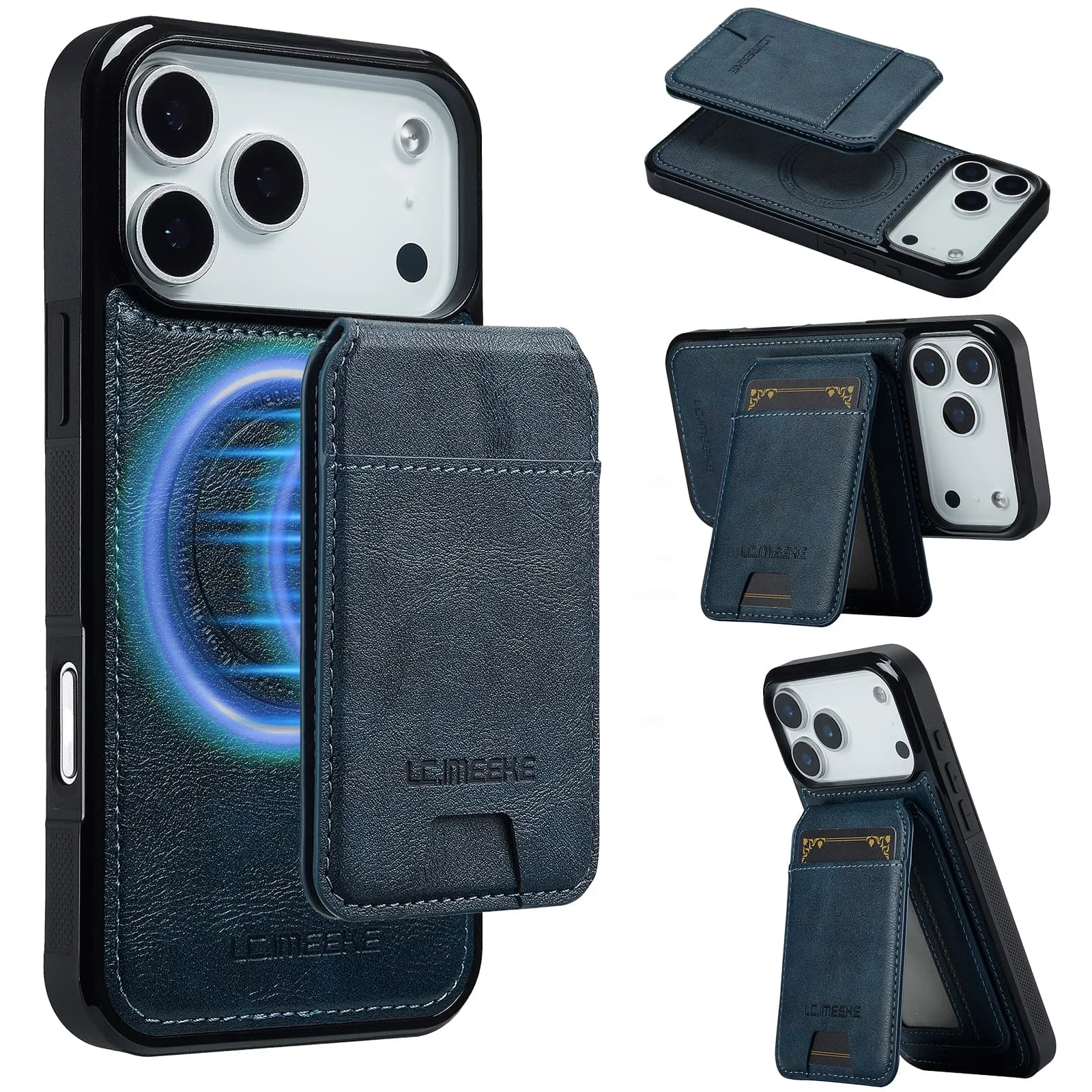 Abnehmbare magnetische Ledertasche für IPhone 17 Pro Max 17 Air 16E 15 14 13 12 11 Pro Xs XR 7 8 Plus Kartenhalter-Brieftasche