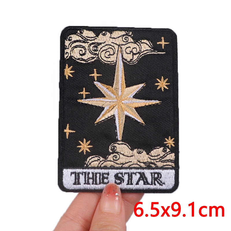 Sun Moon Letter Patch Iron On Patches On Clothes Cartoon Embroidered Patches For Clothing Stickers Stripe Horror Movie Badge DIY