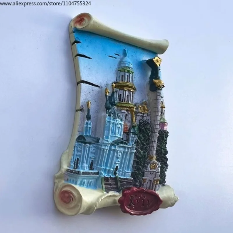 Ukraine Kyiv Scroll Refrigerator Sticker Magnet Creative Tourism Memorial Crafts City Building Sign Message Sticker