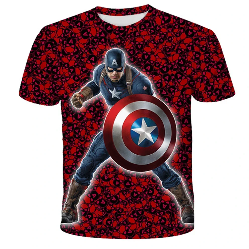 

Captain America T-shirts for Boys Children Top Spiderman 3D Printing Hulk Cartoons Summer Cartoons Printing Hulk Children's Kids