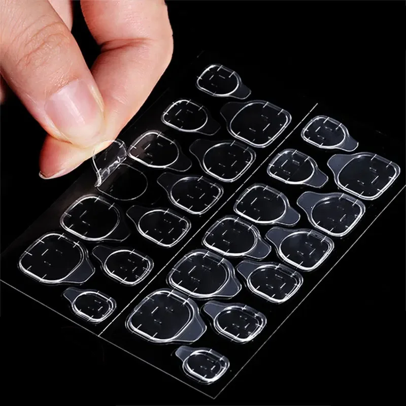 60/120 قطعة مسمار هلام الغراء مزدوجة الوجهين أظافر صناعية الفن لاصق لاصق الغراء ملصق الأظافر الصحافة وهمية على الأظافر نصائح 1-10 ورقة