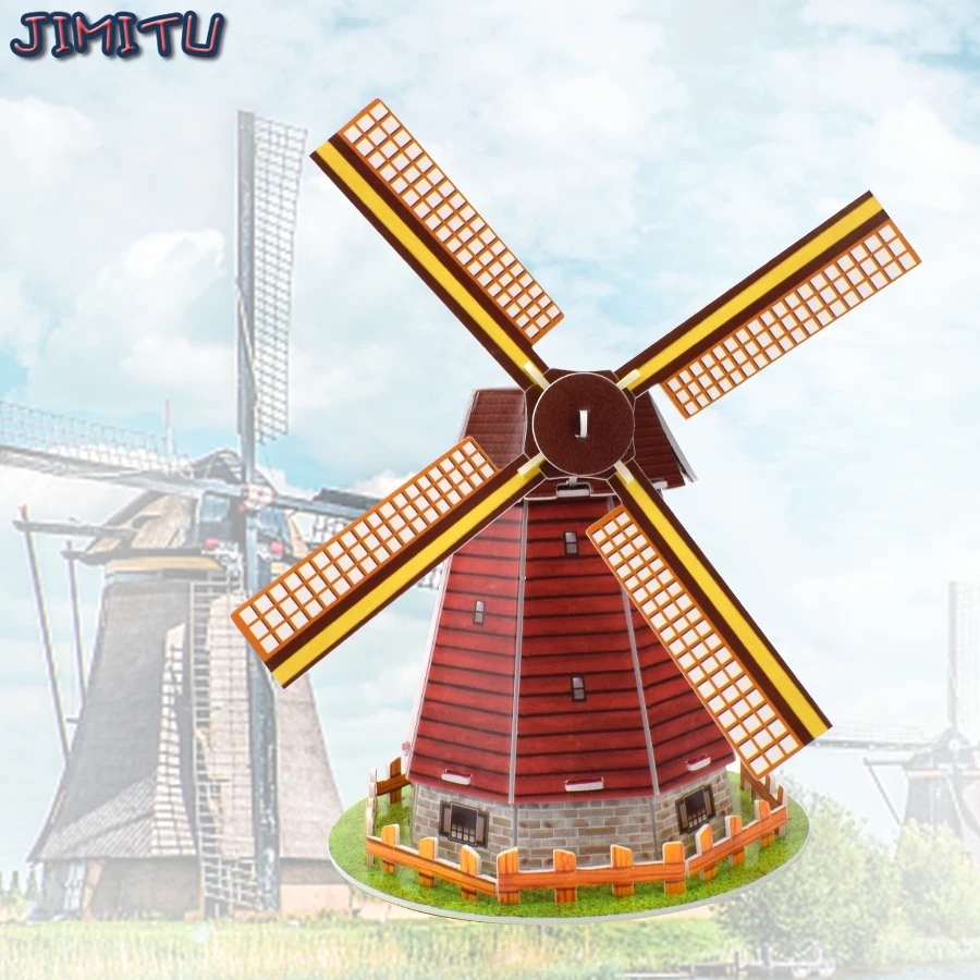 DIY Windmill Foam 3D Jigsaw Hand Drawn Model Graffiti Children's Educational Toys Children's Gifts