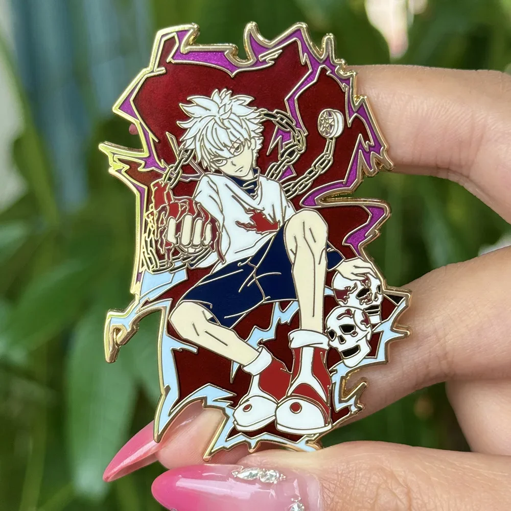 HUNTER x HUNTER Insignias, Broches y Pines de Manga de Killua Zoldyck, Colgante de Anime Japonés para Bolsos, Mochilas, Ropa, Solapas, Cosplay ACG y Juguetes