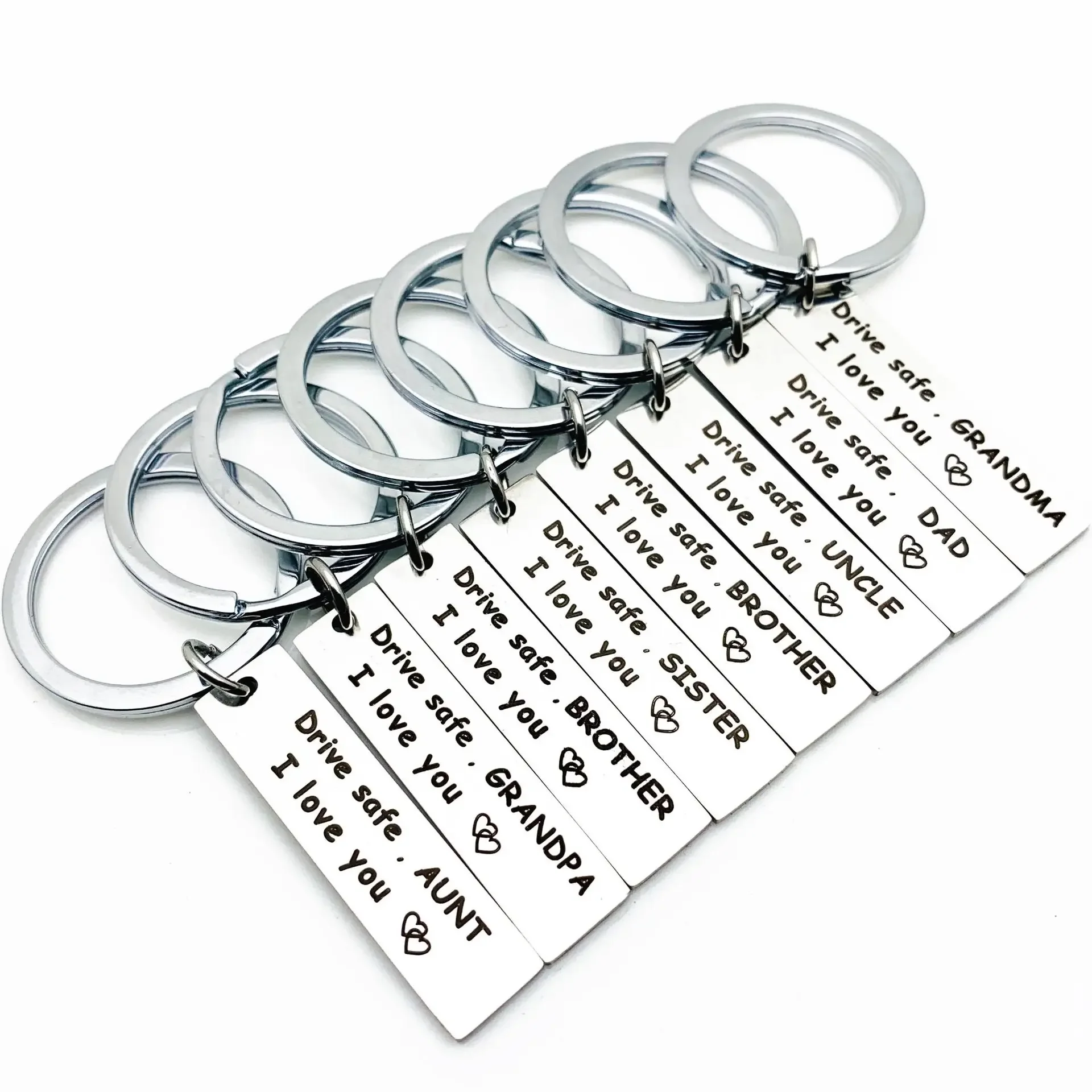 Cute Drive Safe L Love You Keychain Pendant Drive Safe Dad Mom Uncle Brother Sister Gift Key Chain Keyring Family Jewelry