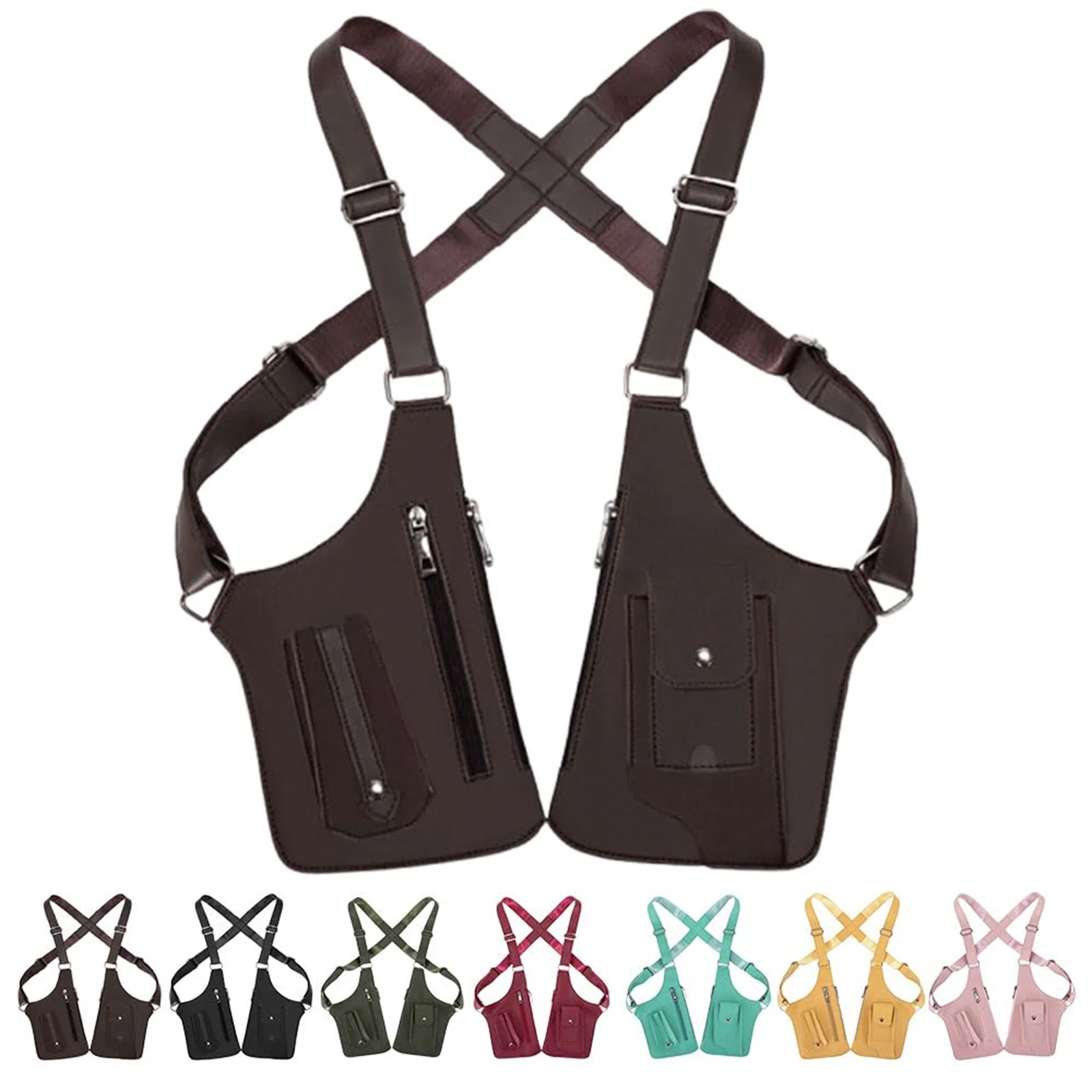 

Double Shoulder Strap Multi-pocket Outdoor Anti-theft Fishing Bag Waterproof PU Multi-Purpose Men's Crossbody Bags