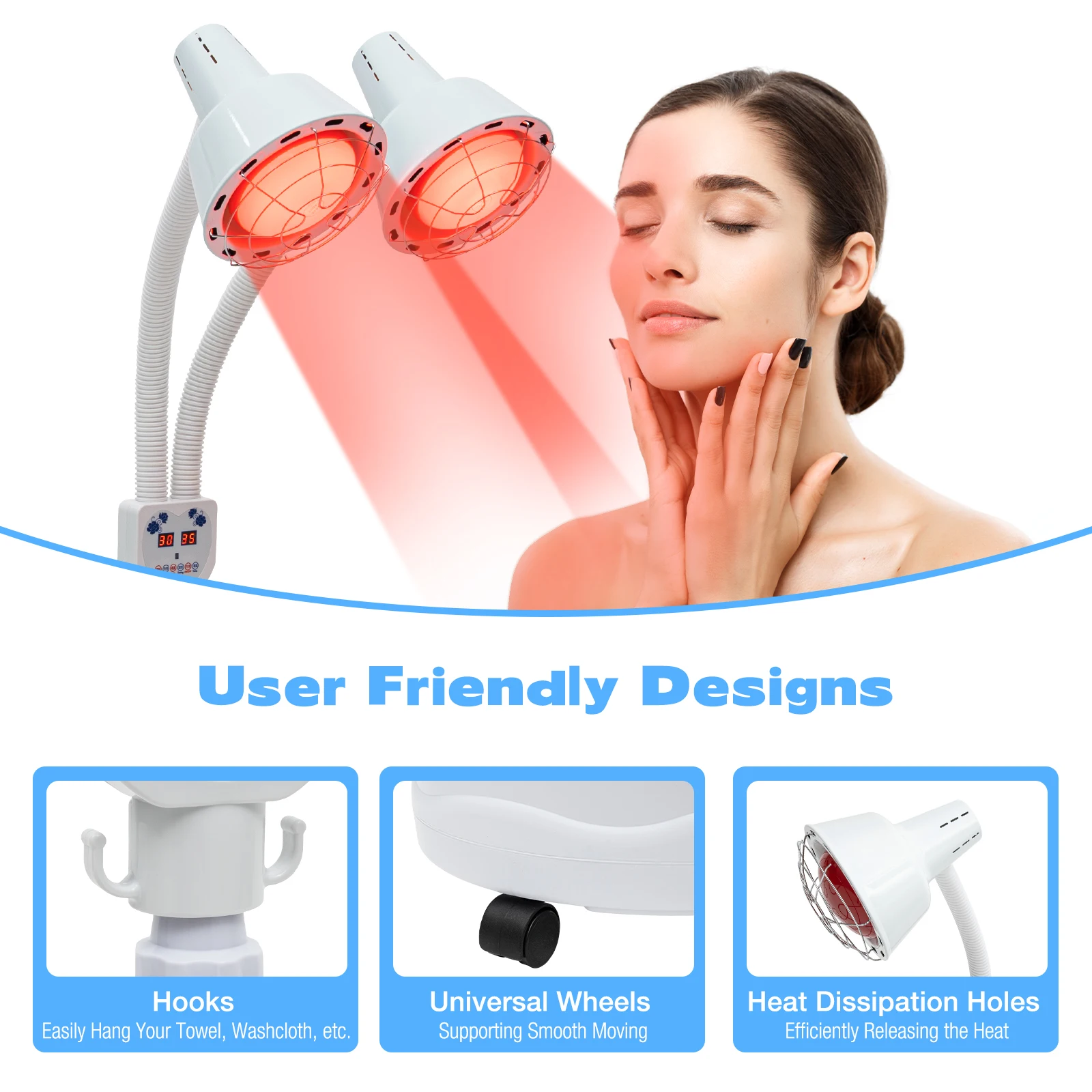 

275W Infrared Light Lamp w/stand , IR Infrared Red Heat Light Red Near Infrared Heat Lamp for Relieve Joinpt Pain and Muscle