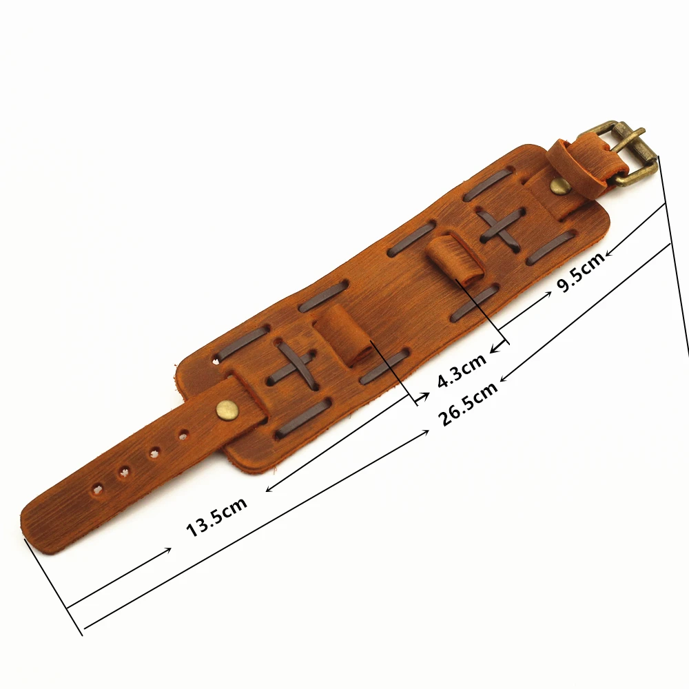 Handmade Stitched Punk Genuine Leather 20mm Watch Strap Men Watchband Women Pin Belt Strap Vintage Watch Accessories