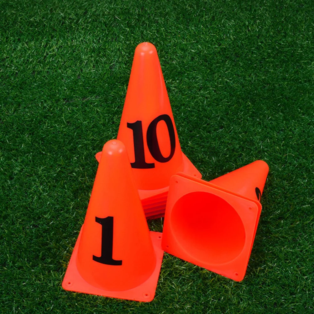 10 Pcs Soccer Number Sign Bucket Cone Ice Cream Training Football Marker for Indoor Cones Imported PE Material Child