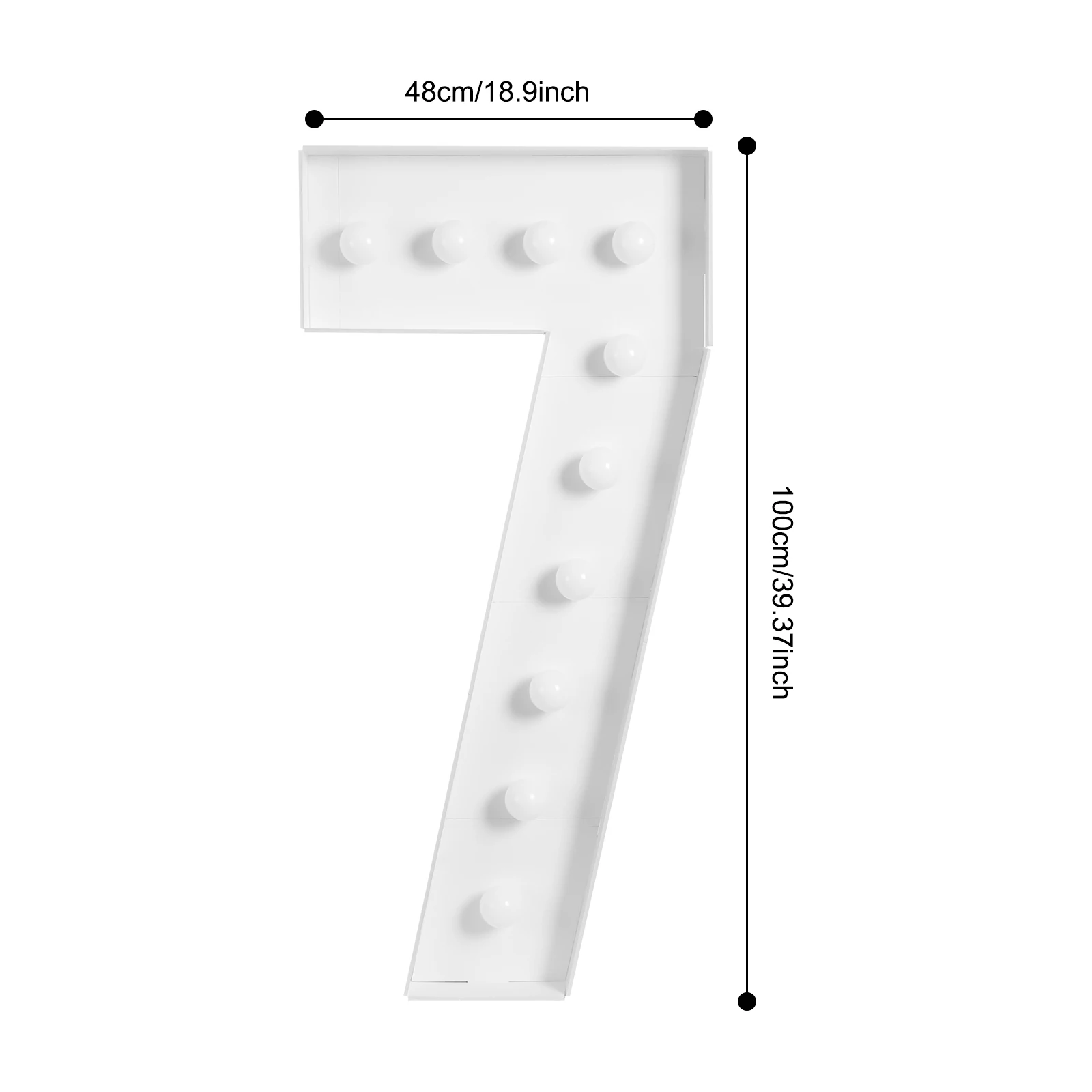 100 * 48 cm vloerstaand wit KT-bord oplichtende nummerdecoratie geschikt voor bruiloften, verjaardagsfeestjes, woondecoratie