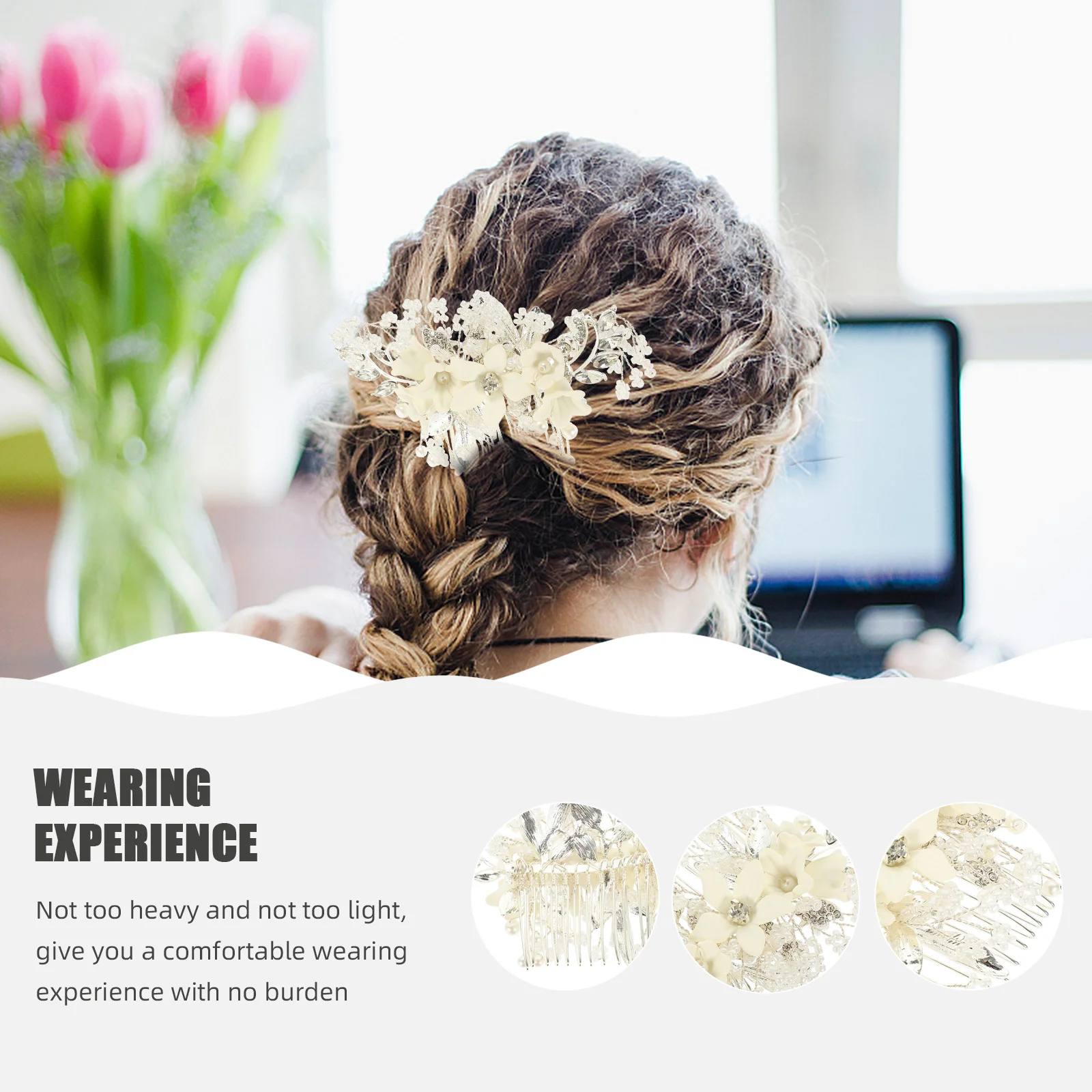 

Wedding Flower Hair Comb Decorative Pearl Hairpin Bridal Hair Accessories Bride Side Clip Elegant Style for Party Wedding