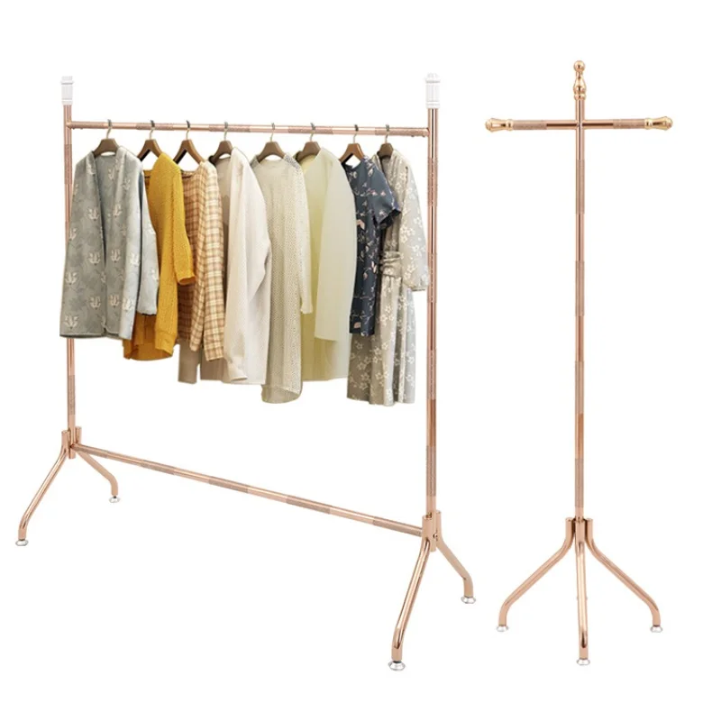 custom，Simple Design Brass Clothing Rack Rose Gold Clothes Hanging Rail Stand Showroom Furniture for Garment Shop