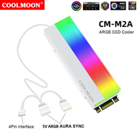 COOLMOON M.2 2280 SSD Heatsink Cooler 5V 3Pin ARGB Colored Solid State Drive Hard Disk Cooling Radiator Cooler with Thermal Pad