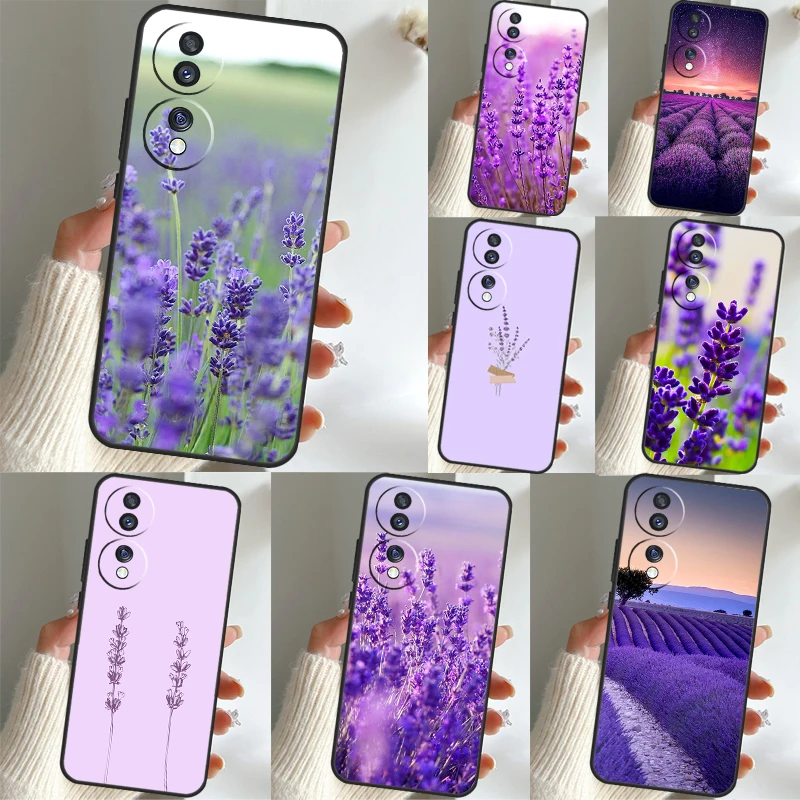 Lavender Purple Flowers For Huawei Honor 70 50 X7 X8 X9a P20 P40 P30 Lite P50 Mate 50 Pro P Smart Z 2021 Back Case