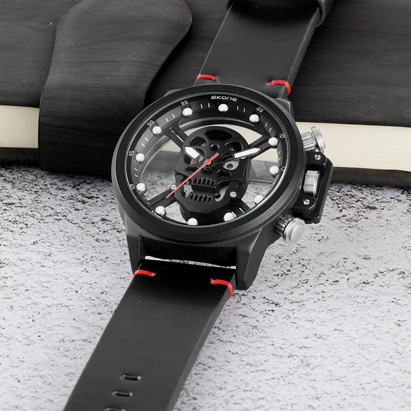 Unique Skull Design Men Watch Waterproof Luminous Sports Watches Luxury Big Dial Steampunk Quartz Man Wristwatch Montre Homme