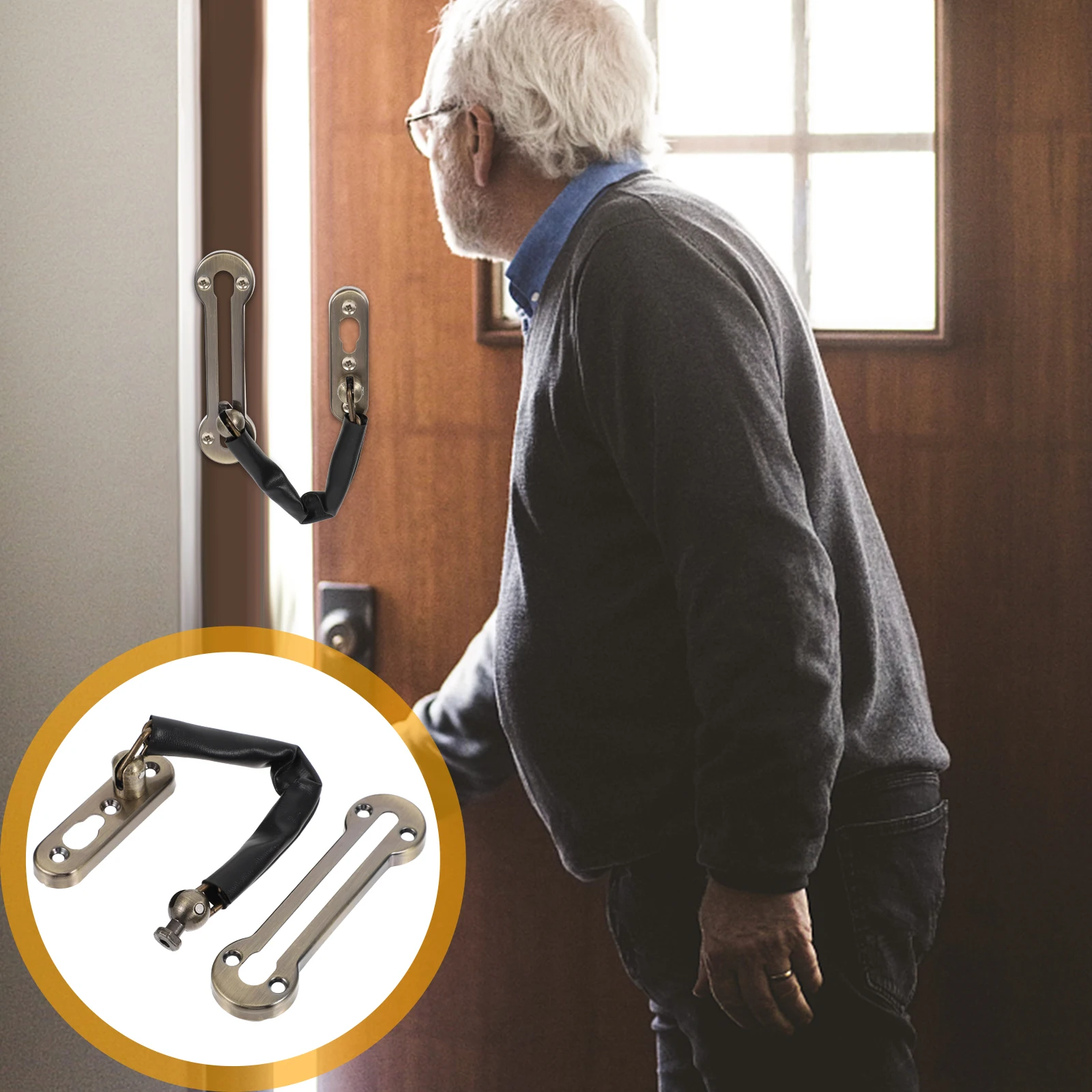 مكافحة سرقة سلسلة الفولاذ المقاوم للصدأ الثقيلة مزلاج الباب قفل الأمان للمنزل مكتب باب سلسلة مزلاج مشبك قوي #4