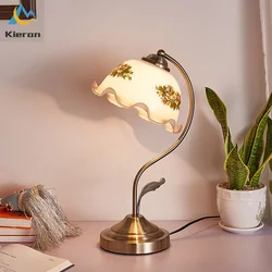 American Style Modern Simple Flower Led Desk Lamps Bedroom Study Bedside Dimming Table Lamps Living Room Decor Glass Floor Lamp