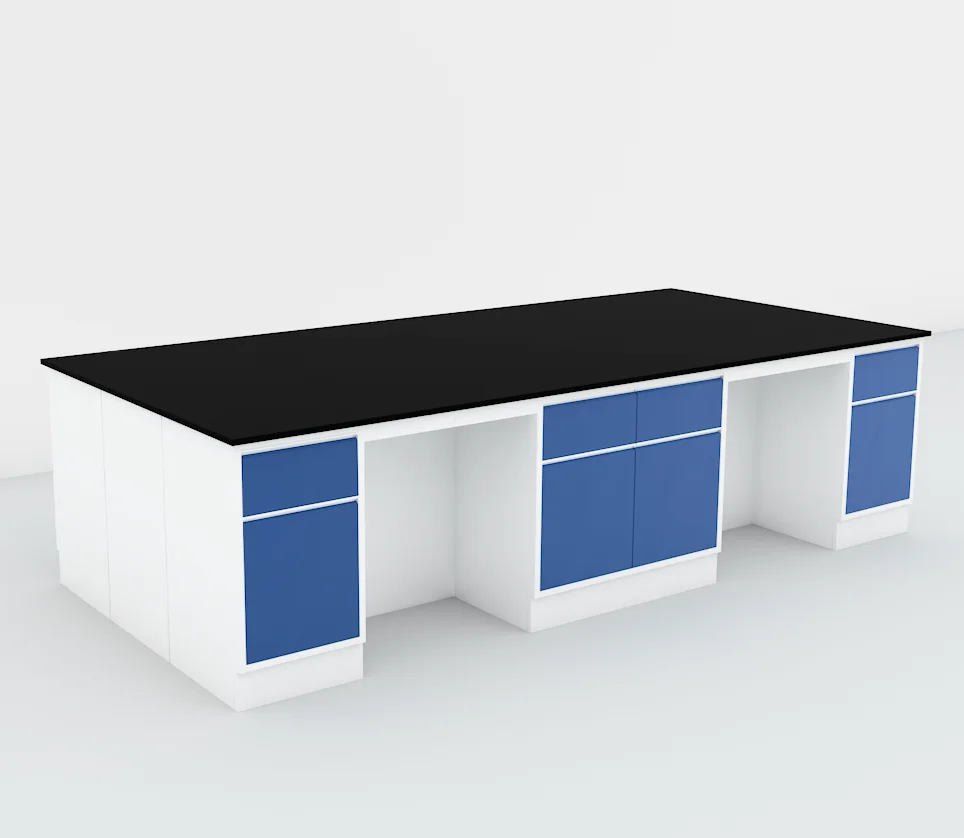 LB-FM-06 مقعد مختبر مثبت على الأرض مع أرفف كاشف/صنبور مياه/صنبور/خزانة حائط #6