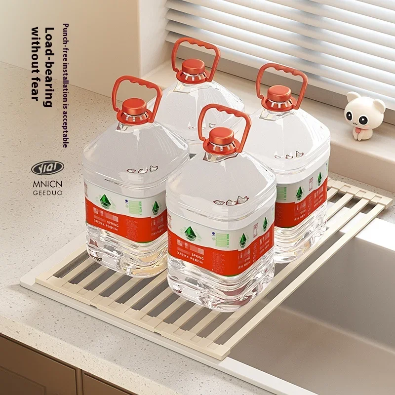 304 Stainless Steel Kitchen Drain Rack, Foldable Sink, Drain Basket, Sink Storage Rack, Roller Shutter, Silicone Drain Pad view 5