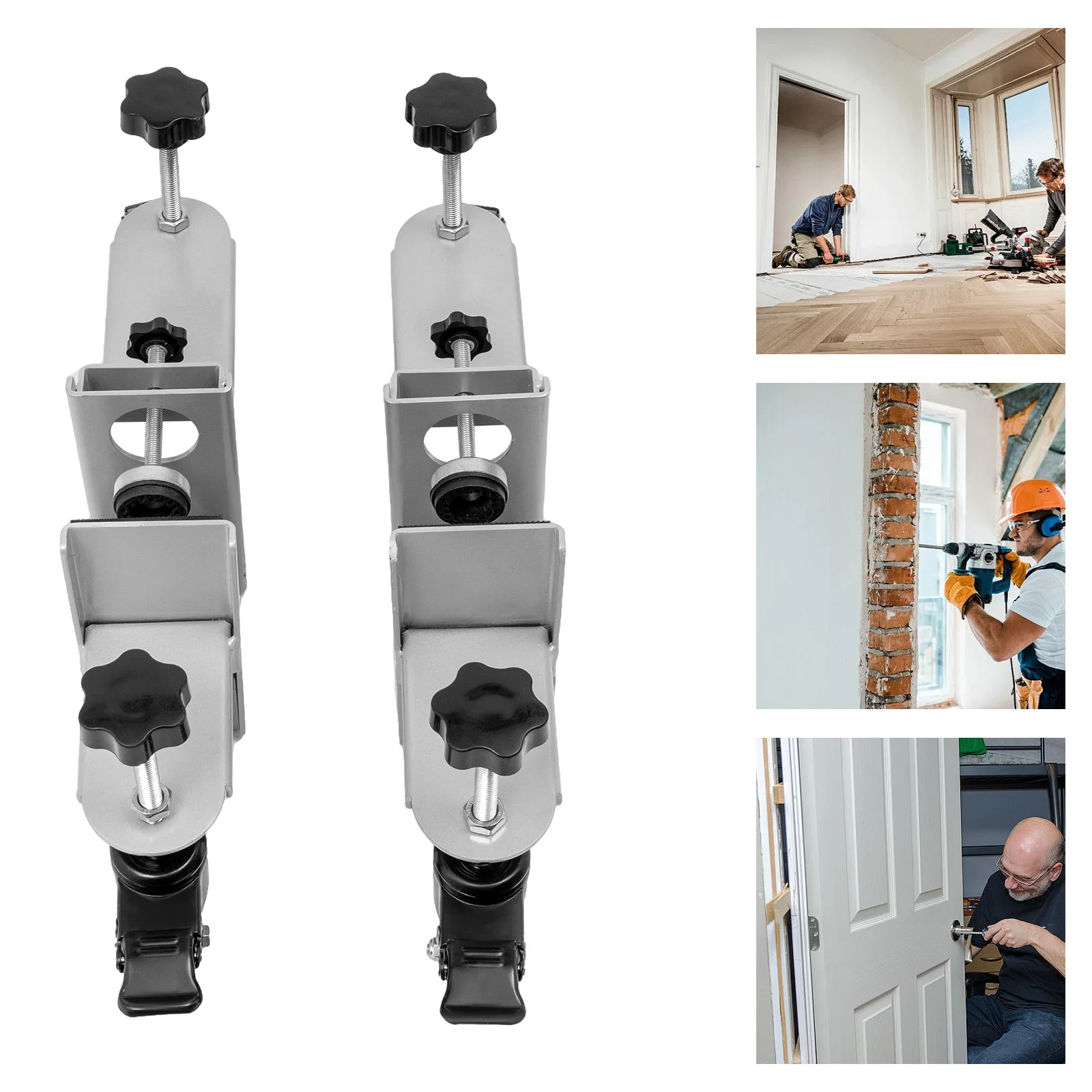 Silver 1-3/4" To 2-1/4" Door Installation 500lbs Tool Door Installation Tool Kit with Pressure Plate Holder Anti-slip Pads