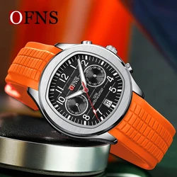 OFNS 8020 Top 2024 Men Quartz Watches Luxury Silicone Strap Waterproof Sport Quartz Watch Men Business Clock Relogio Masculino