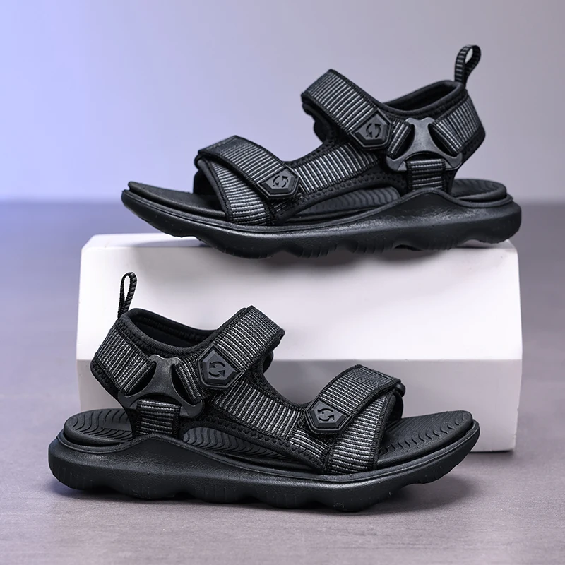 

Детские сандалии, летние модные повседневные пляжные праздничные сандалии для мальчиков, новые уличные удобные кожаные сандалии на плоской подошве для детей