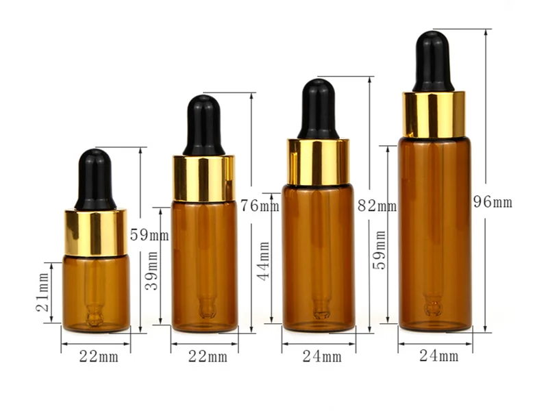 20pcs/lot 5ml 10ml 15ml 20ml Amber Glass Dropper Bottle Portable Eye Drop Aromatherapy Esstenial Oil Bottles