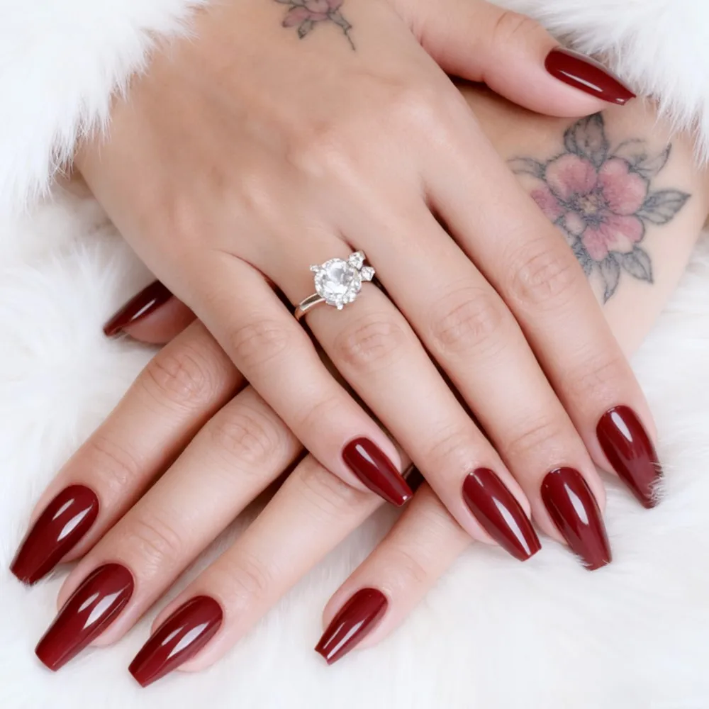 

48 шт. блестящие темно-коричневые акриловые накладные ногти с клеем, короткие балетные гробные накладные ногти, аксессуары для маникюра и пальцев