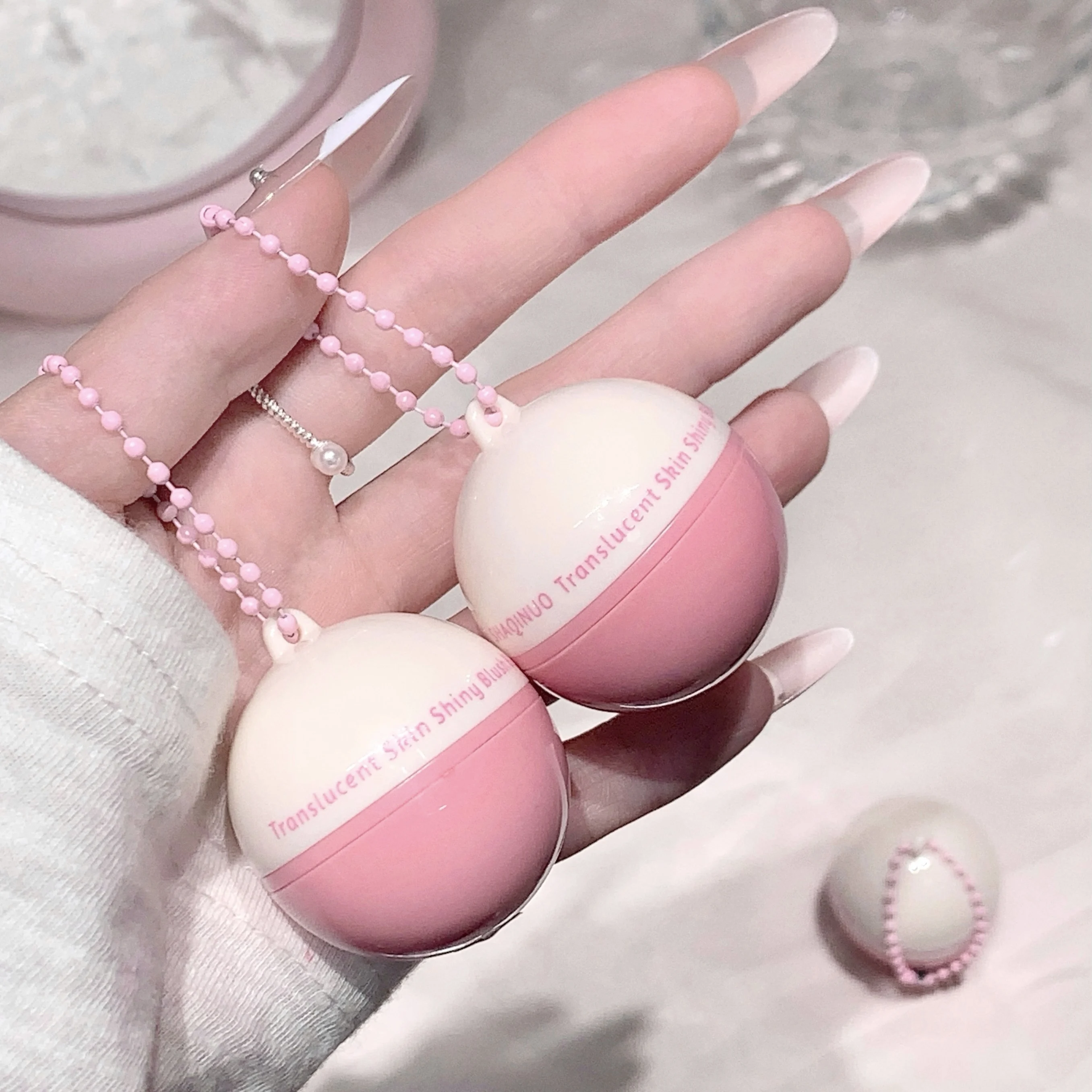 SHAQINUO ماتي أحمر الخدود الكرة ضوء الماء قلادة أحمر الخدود اشراق الوجه سهلة اللون متعددة الاستخدام أحمر الخدود ماكياج مناسبة للخدود #2