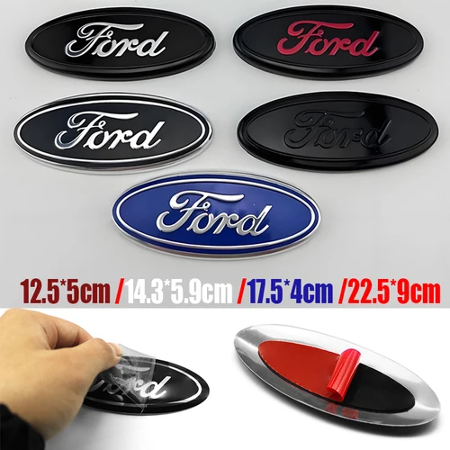 Emblema de la parrilla delantera del coche, insignia del logotipo del maletero trasero para Ford Fiesta Focus 2 3 Mondeo Edge Ranger Fusion Kuga S-MAX Transit, accesorios