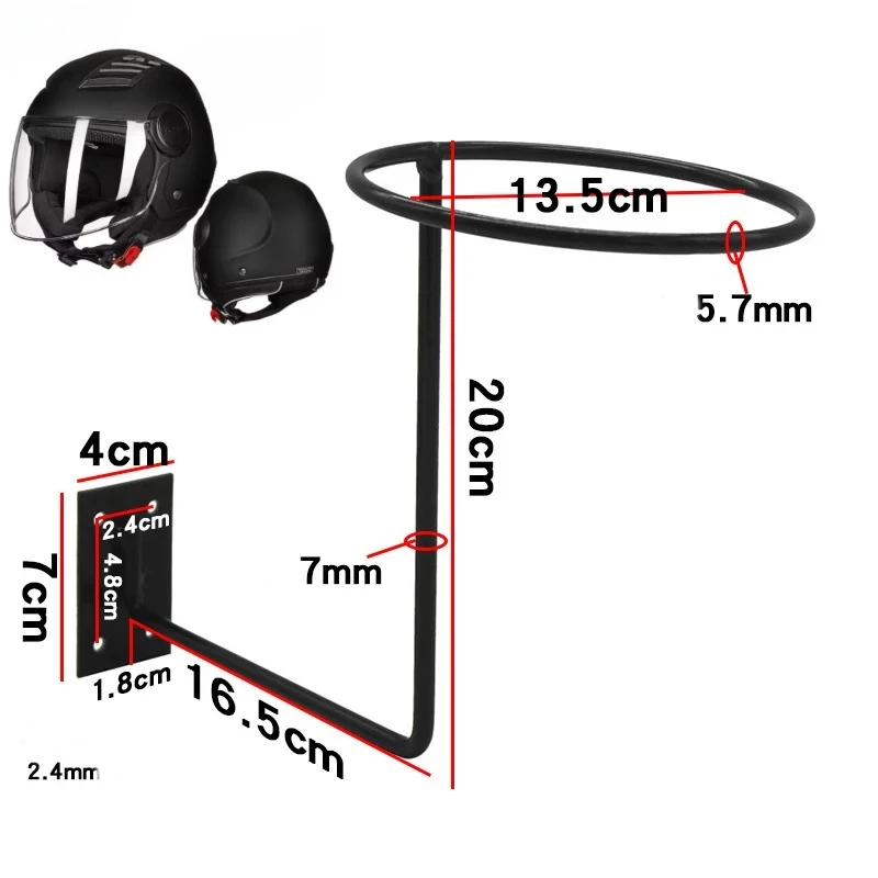 

1PCS Motorcycle Helmet Metal Wall Mounted Screw Black Paint Baking Rack Bicycle Display Holder Moto Equipments Accessories