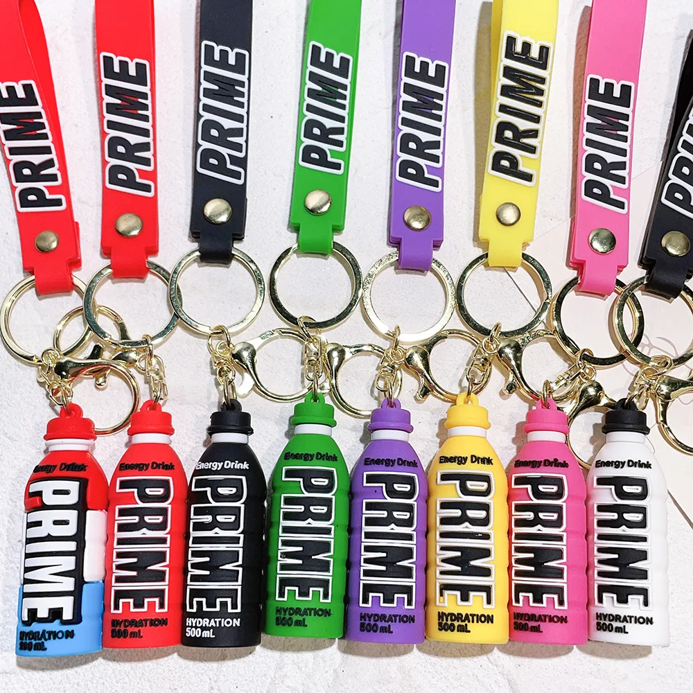 Creativity Prime Drink Model Keychain Cute Schoolbag Pendant Car Key Ornaments Keyring Accessories Jewelry Toy Gift for Friends