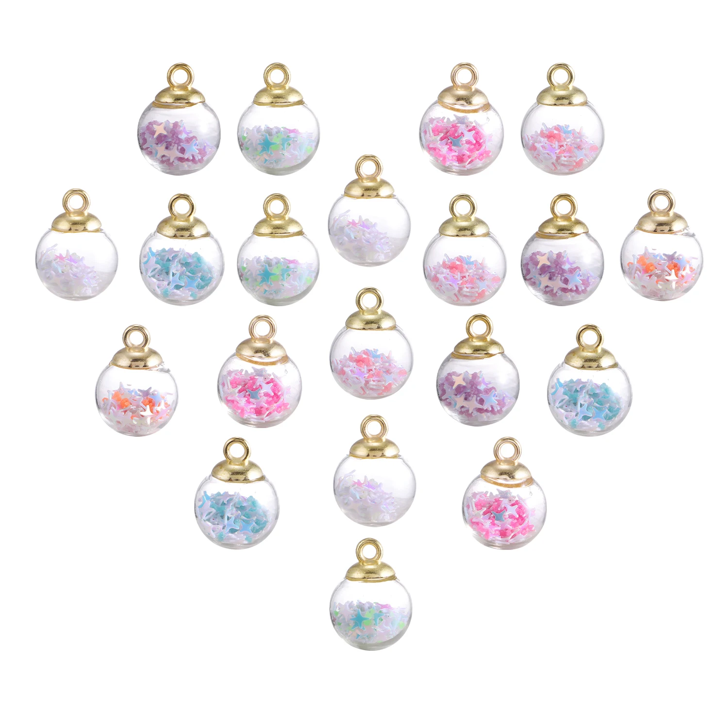 40 teile/paket Transparente Glas Ball Anhänger DIY Handgemachten Schmuck Zubehör Gemischte Farbe Künstliche Diamant Glas Ball – Detail 8