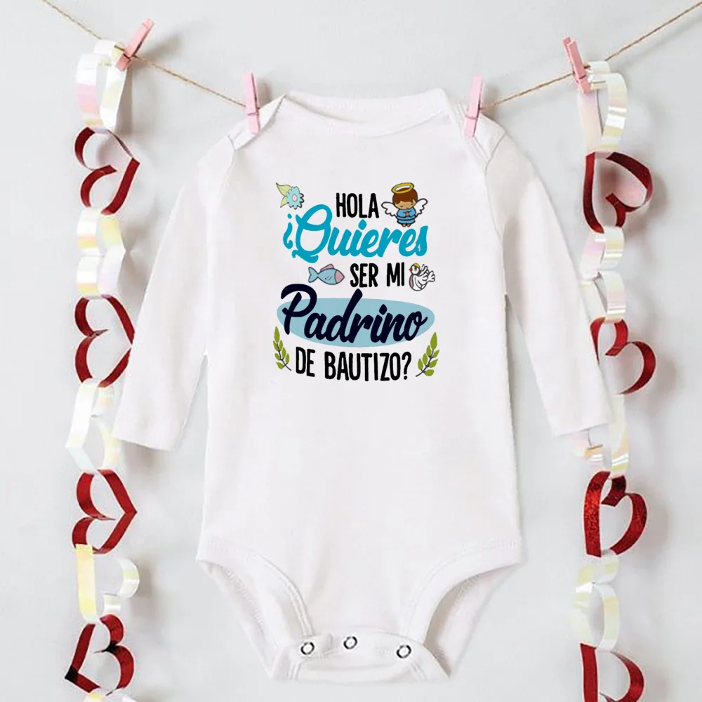 Summer Newborn Bodysuits Baby Would You Be My Godfather Baptism Clothes Godfather for Life Infant long sleeve Jumpsuits Romper