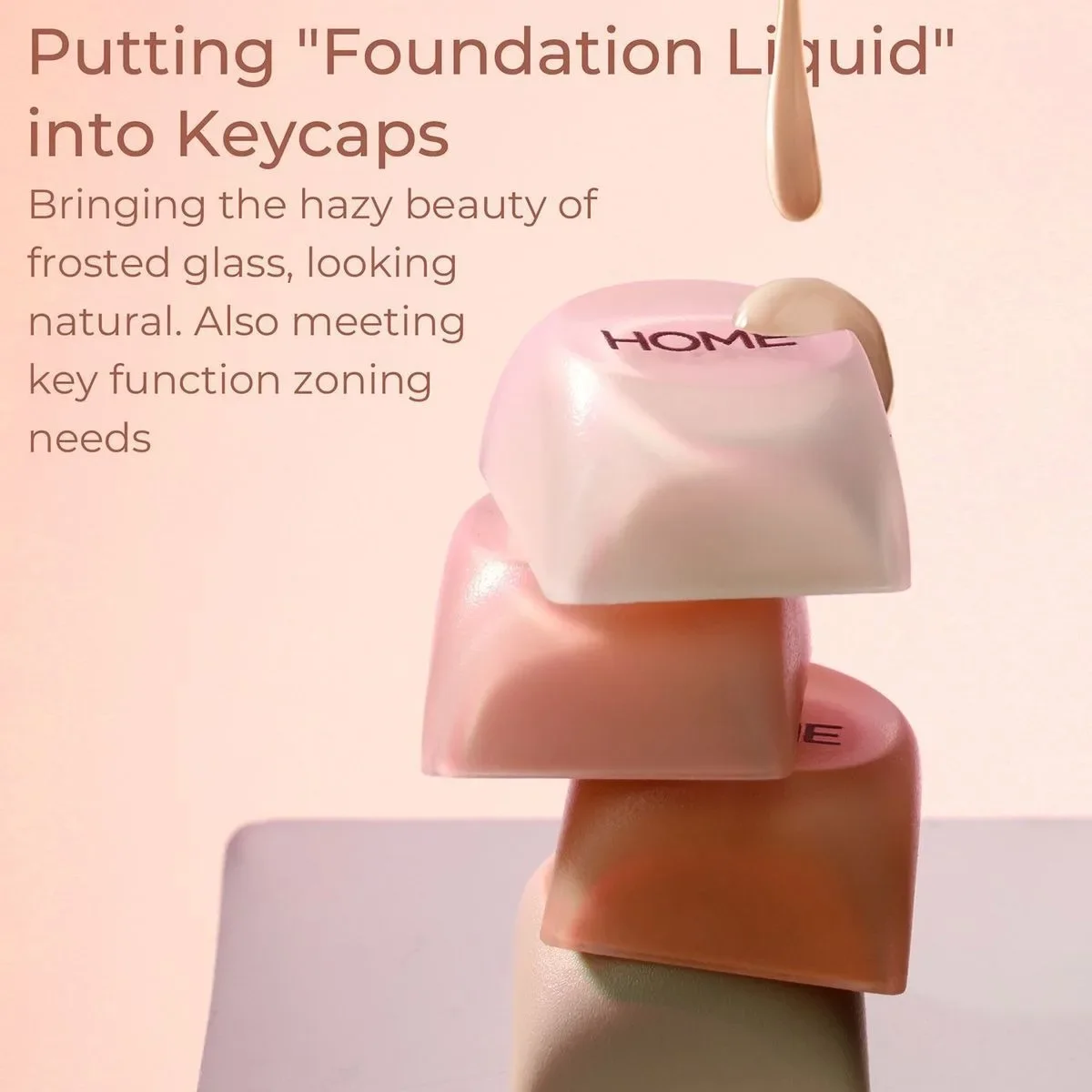 HOA Profile Foundation 132 Keys Cute Round Liquid White Red Pink Lipstick PBT Keycaps for Mechanical Keyboard Similar To MOA